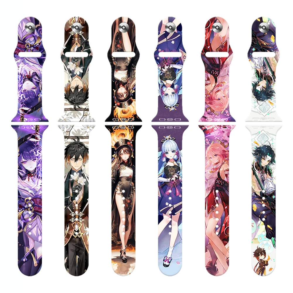Anime Printed Strap for Apple Watch 8 7 SE 6 5 Silicone Band