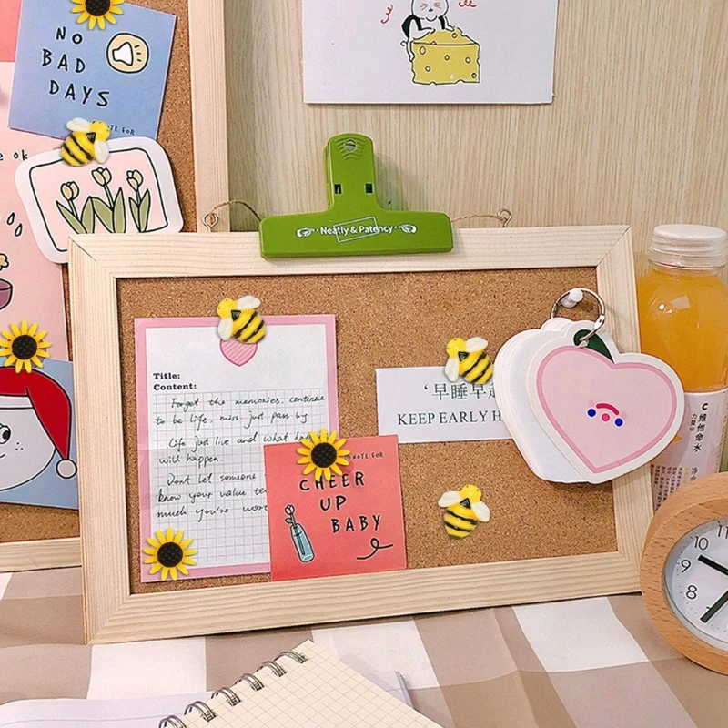 30 Pcs 수지 해바라기 꿀벌 푸시 핀 엄지 압정 코르크 보드 장식 푸시 핀 Dropship