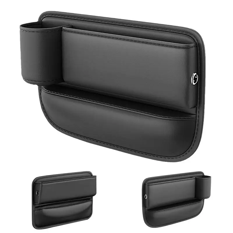 

Car Side Seat Gap Filler Car Seat Crevice Storage Box With Cup Holder PU Leather Auto Seat Organizer With Phone Charge CableHole