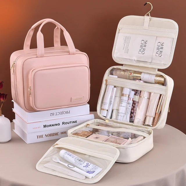 Large Capacity Cosmetic Bag Makeup Toiletries Organizer PU Leather Portable Travel Toiletry Pouch Women Cosmetic Storage Bag