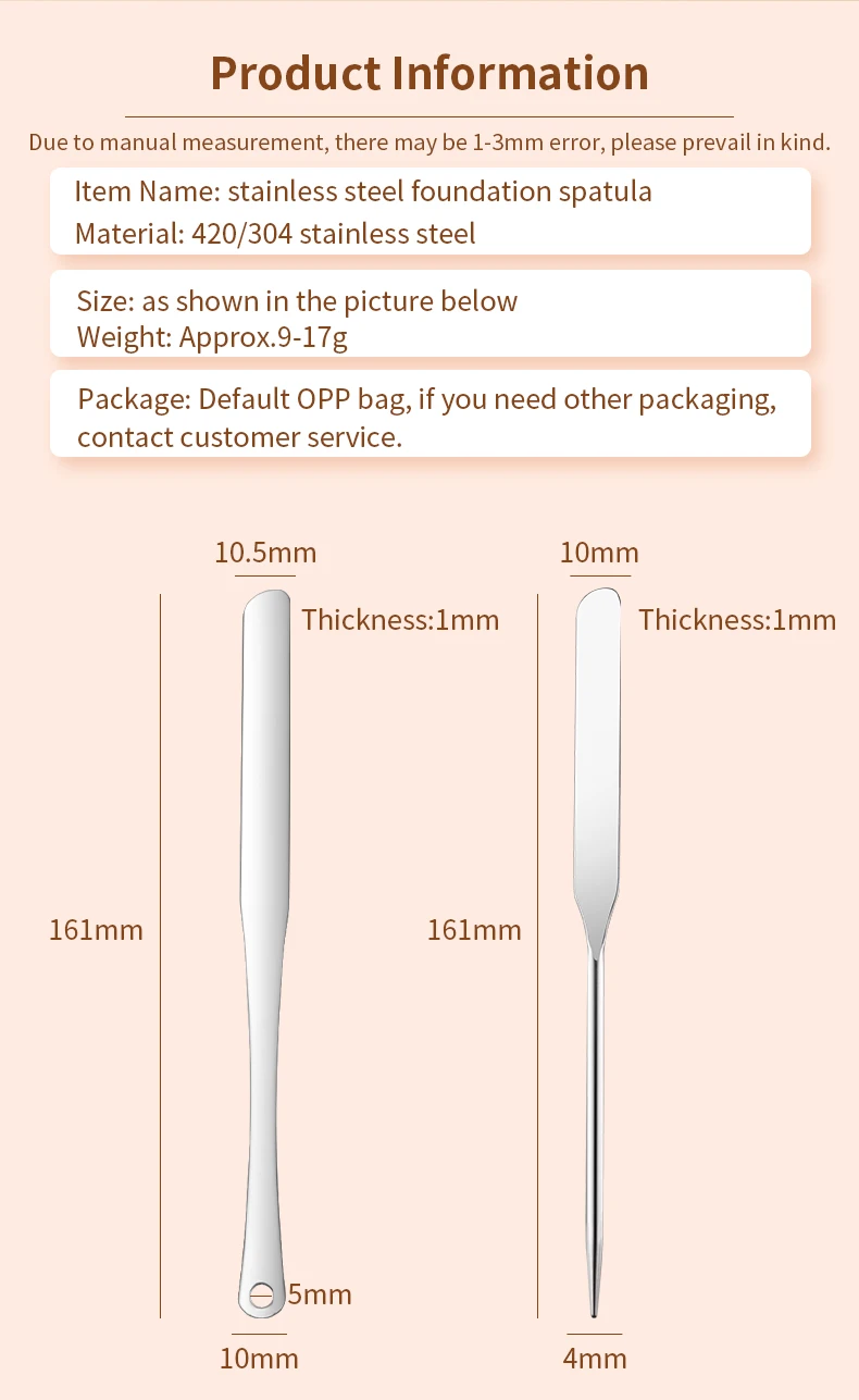 Edelstahl Make-up Mischspatel Stick Mischstab Kosmetik Spatel Foundation Creme Mischwerkzeuge – Detail 11