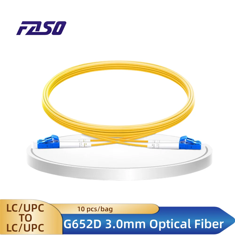 10Pcs LC/UPC Optical Fiber Patch Cord Singlemode G652D Duplex Core 3.0mm Fiber Optic Jumper LSZH Jacket 10pcs original 14 type potentiometer b50k b100k duplex seven pin shaft length 20mm