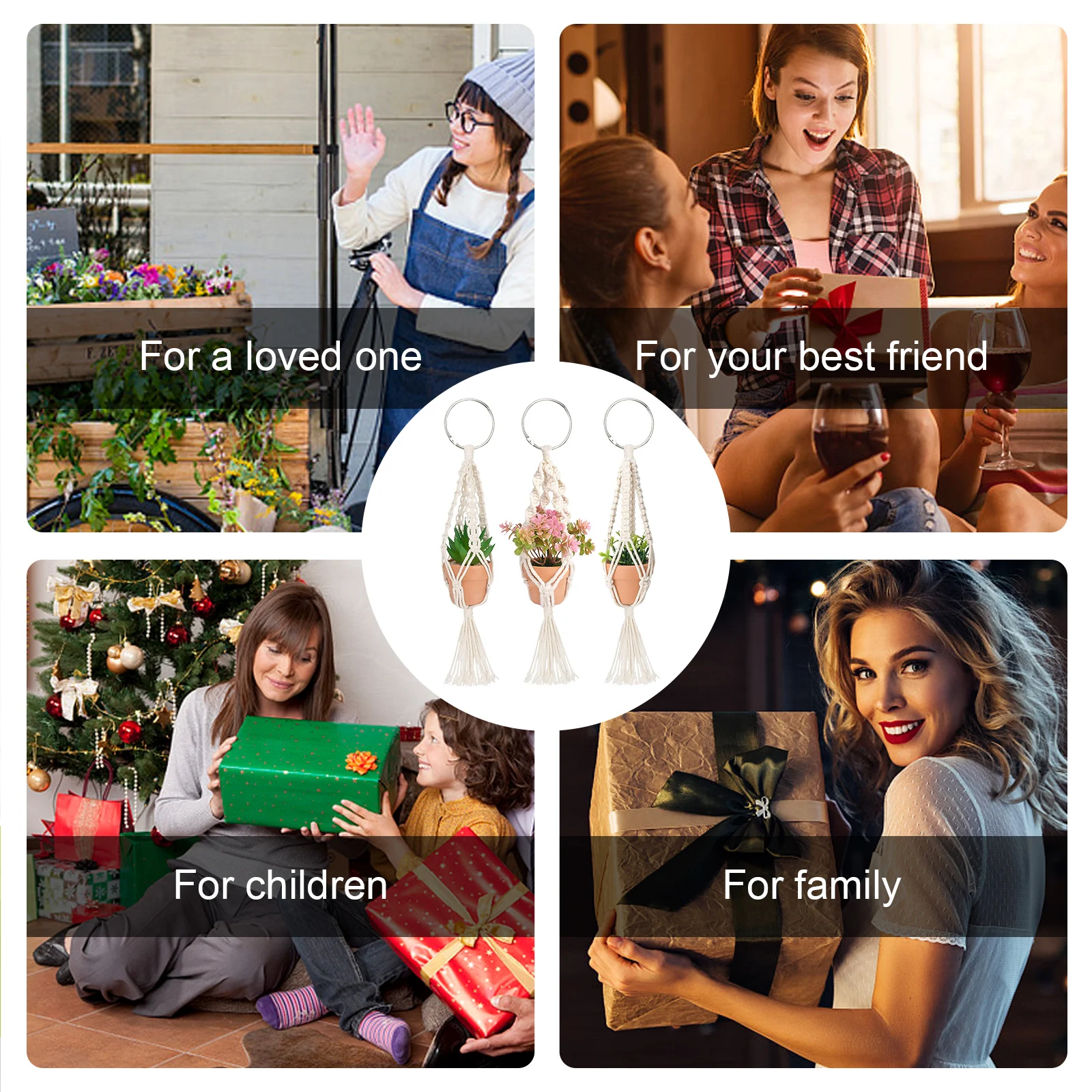 마크라메 식물 행거 키트-미니 마크라메 식물 자동차 백미러 액세서리