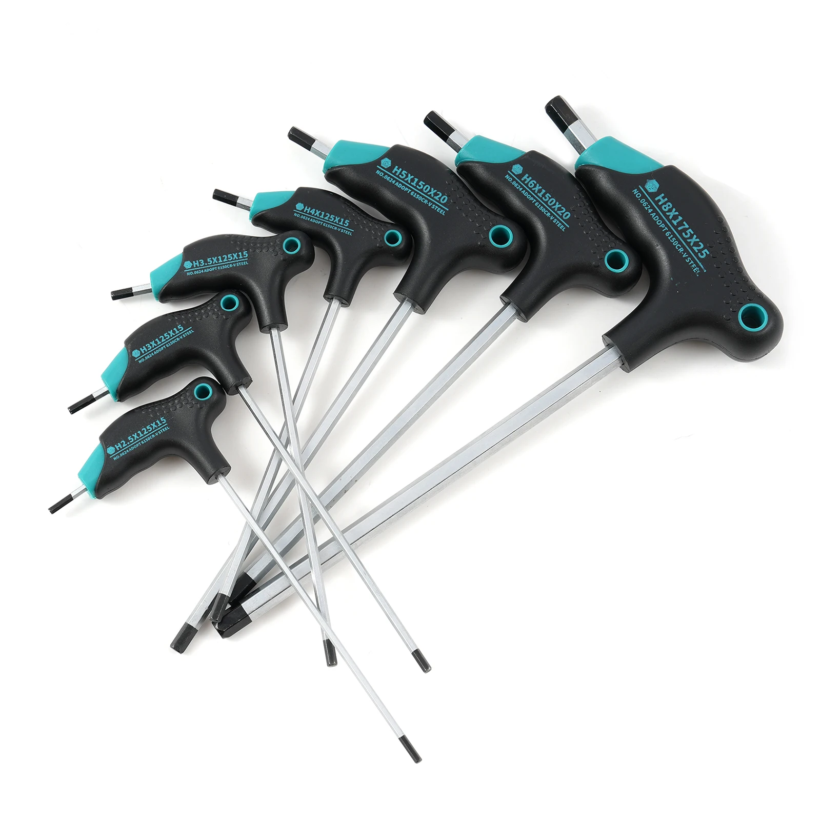 7Pcs T-Handle Hex Wrench Set Hex Key Set Auto Bike Repair Tool 2.5/3/3.5/4/5/6/8mm Bicycle Metal Metric Long Arm Hex Key