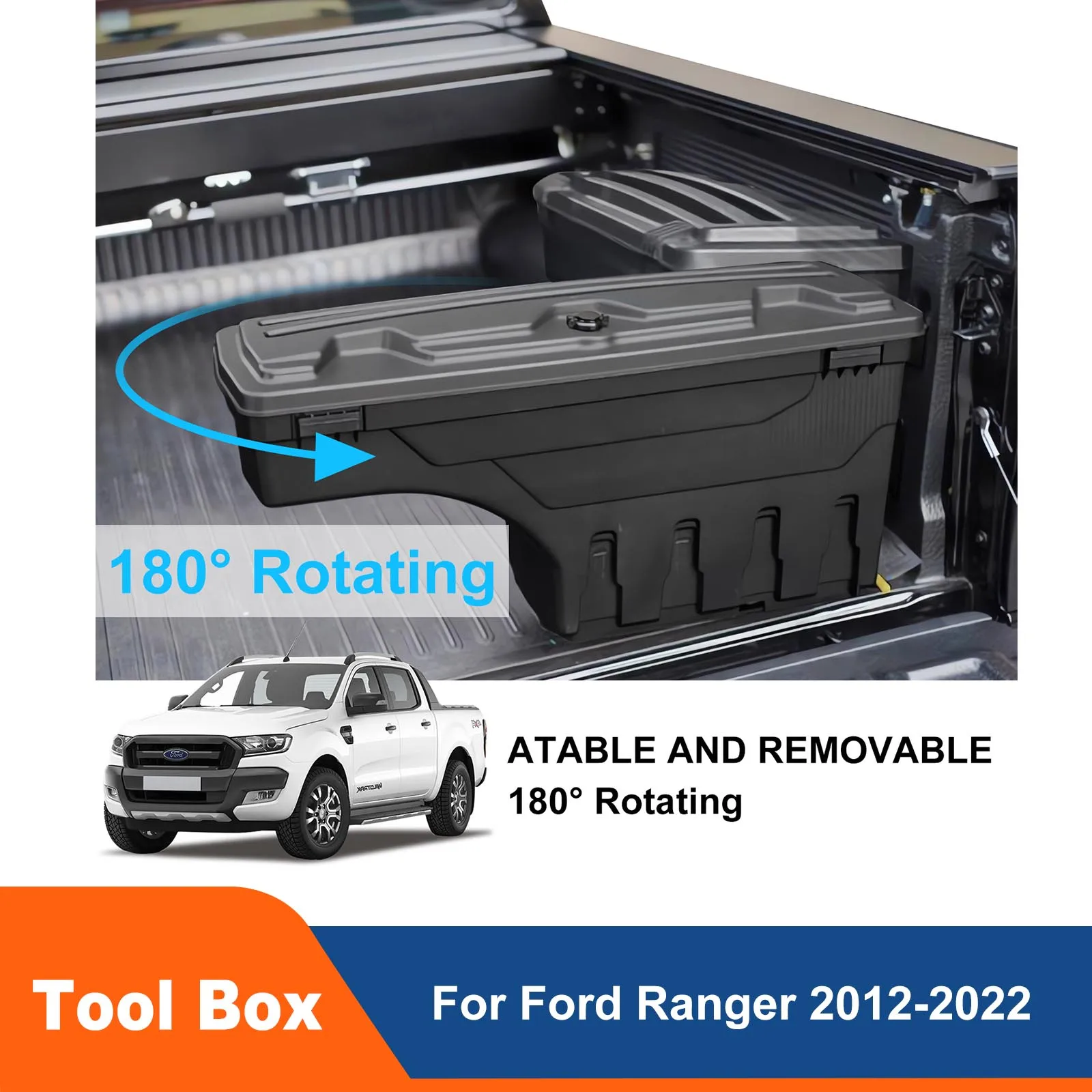 

1PC Trunk Tailgate Swing Case Storage Tool Box Left/Right For Ford Ranger Wildtrak 2012-2022 T6 T7 T8 PX PX2 PX3 XLT XL XLS