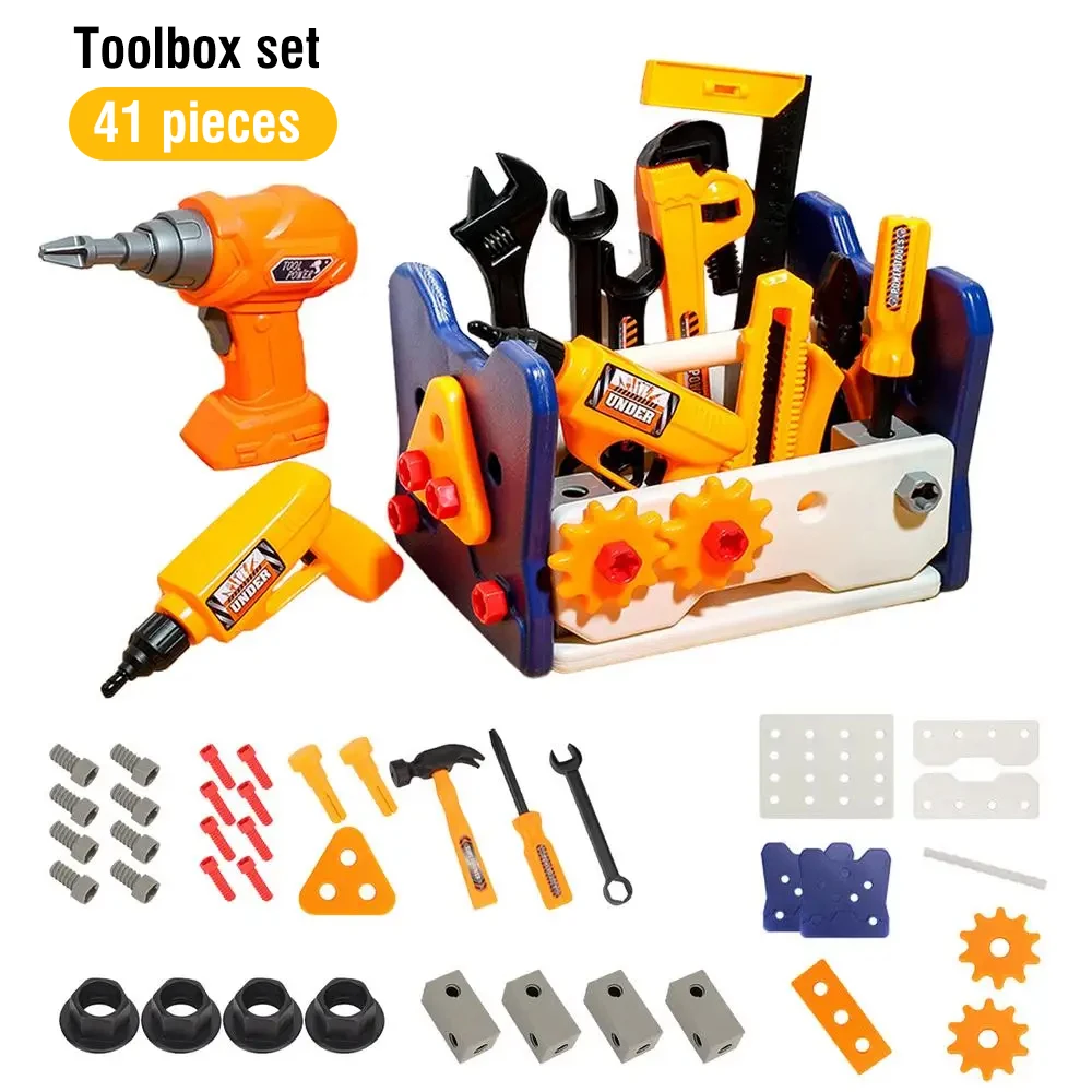 Kids Tool Set, 41 PCS Tool Kit Electric Drill, STEM Montessori Educational Toys, Toddler DIY Assembly Disassembly Toys Gifts