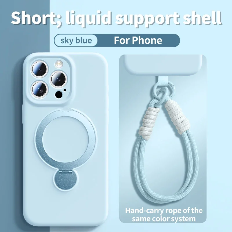 ตัวเลือกสินค้า เคสซิลิโคนเหลวแม่เหล็กพร้อมสายคล้อง ป้องกัน iPhone