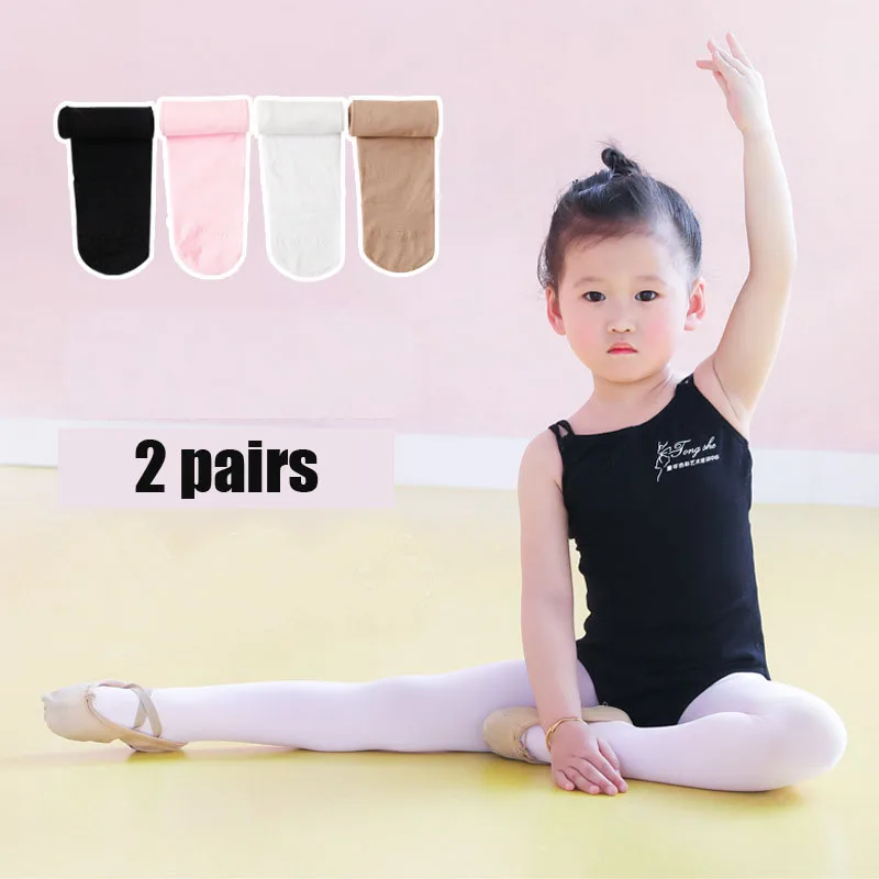 

2pair Girls Ballet Dance Pantyhose Children Thin Section Fashion Velvet Tights Baby Solid Black White Stockings For 0-15Y Kids