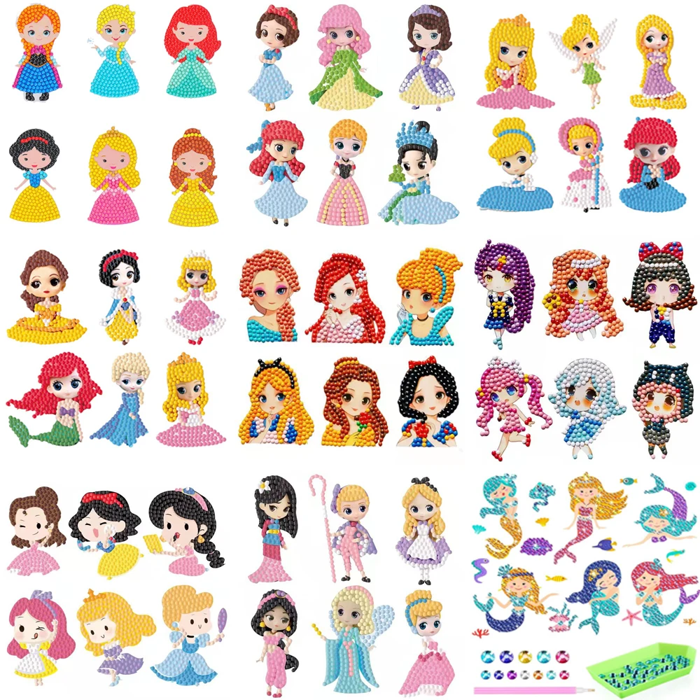 Kawaii Pixel Art Princesse Disney Disney Princess Diamond Painting pour enfants, 5D DIY, Sirène, Diamant,  Mosaïque, Autocollant, Peinture par numéros, Artisanat d'art pour enfants |  AliExpress