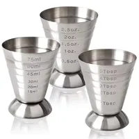 1pc 75ML Stainless Steel Measuring Cup Cocktail Tools Mixing Drink Accessories Three Scale Wine Measuring Cups For Home Party 6