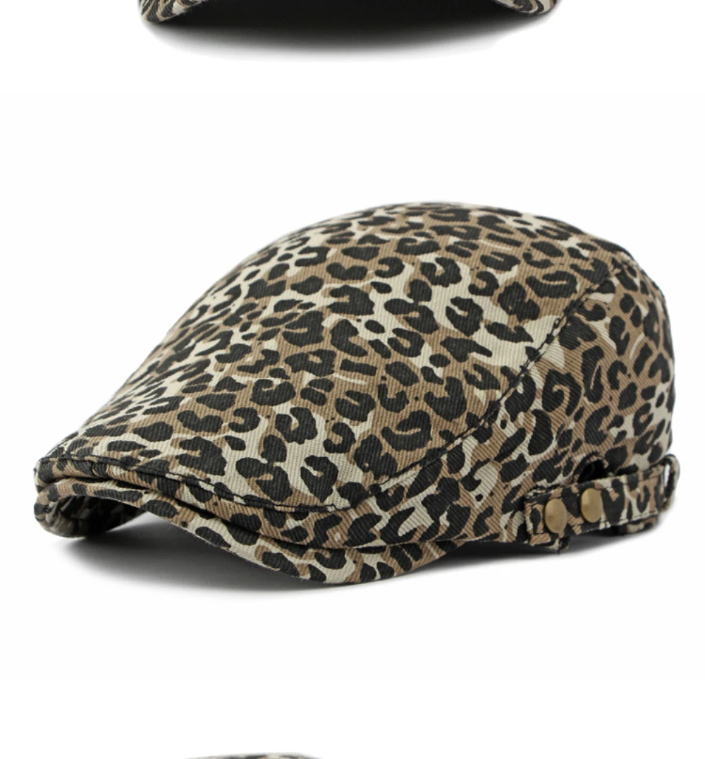 HT4377 Herren-Baskenmützen Damen Vintage Leoparden-Künstlermütze Unisex Frühlings-Ivy-Flatcap Verstellbare Baskenmützen – Detail 6