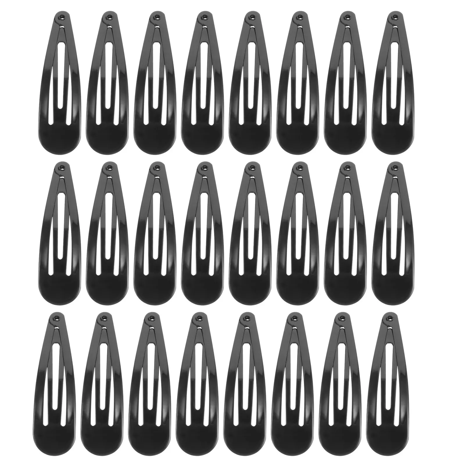 50팩 블랙 메탈 스냅 클립 6.5cm 여성용 소녀용 헤어핀, 앞머리 잡아주는 강력한 고정력, 반사 마감 공예품