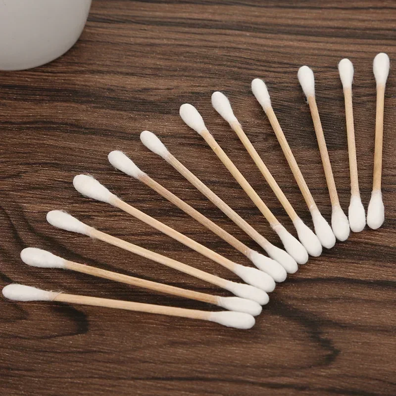 Baby Cotton Swabs Natural Cotton Nose Ear Sticks Biodegradable Chlorine-Free Buds Makeup First Aid Cleaning 100Pcs(Three Shapes)