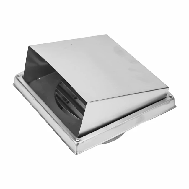 ช่องระบายอากาศสแตนเลส ช่องระบายอากาศทรงสี่เหลี่ยม ฝาครอบช่องระบายอากาศกันน้ำ 125 150 มม. ท่อระบายอากาศเหล็ก 304 คุณภาพสูง 1