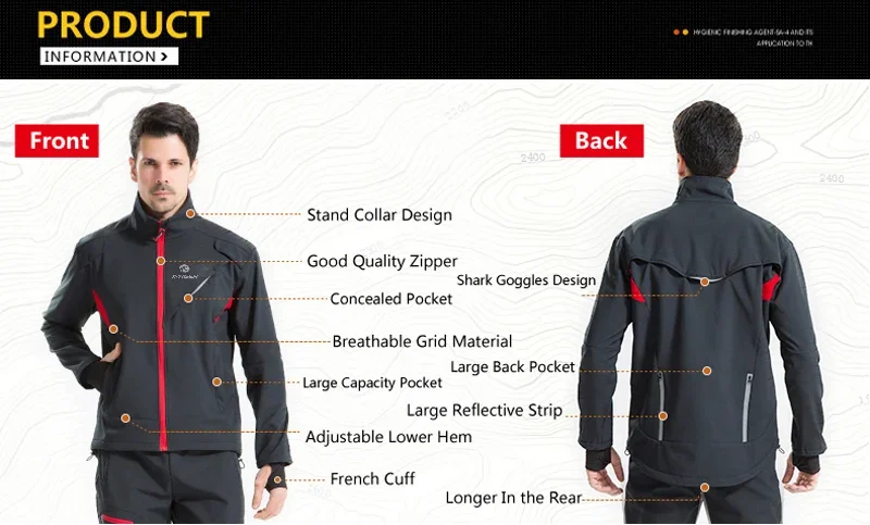 X-TIGER Winter-Fahrradjacke, Jacken für Herren, Fleece-Thermomantel, winddichte Fahrradbekleidung, Winter-Fahrrad-Sportbekleidung – Detail 2