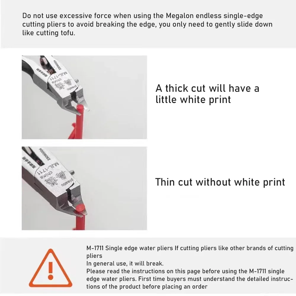 MJL M-1711 Model Nippers Ultra-Thin Single-Edged Gundam Model Building Tools for Beginners To Repair and Fix Plastic Models