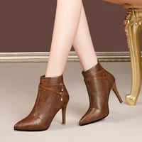 Women's Boots 2022 New Large Size High-heeled Fashion Boots Fashion Plus Cotton Warm Nude Boots Banquet Women's Shoes Short Boot - Image 6