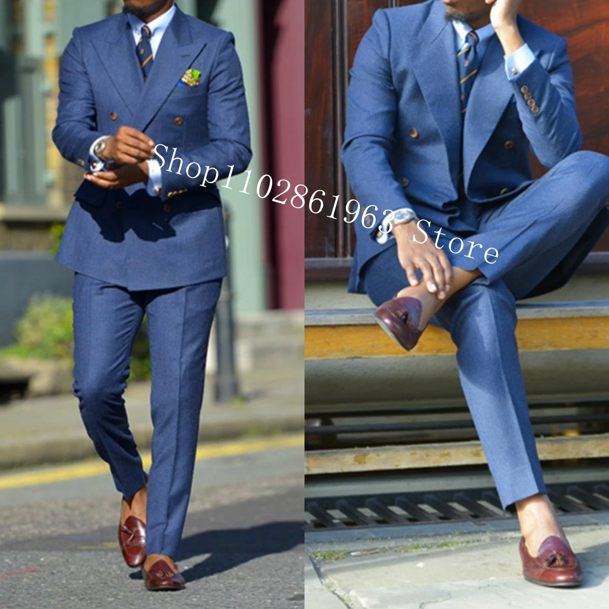 Latest Men's Suit Blazer Pants Designs Slim Fit Double Breasted 2 Pieces Best Men Wedding Suits Groom Wear Tuxedos Costume Homme