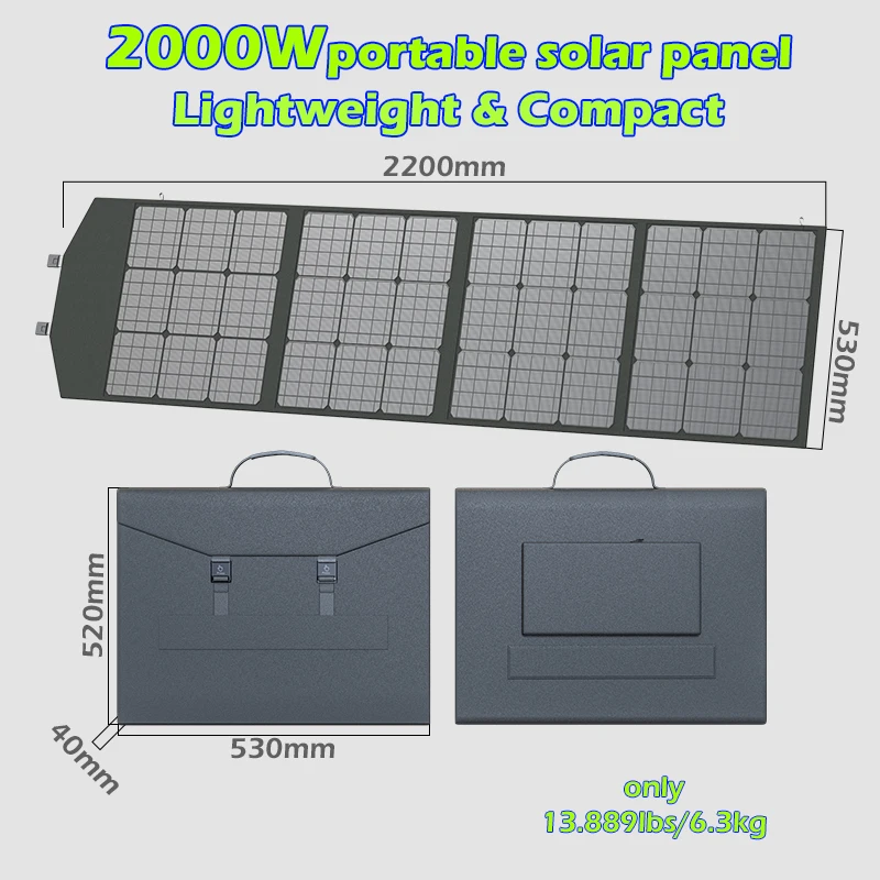 500W 1000W 1500W  2000W Solar Panel Portable Folding Bag Solar Charger 12V Outdo