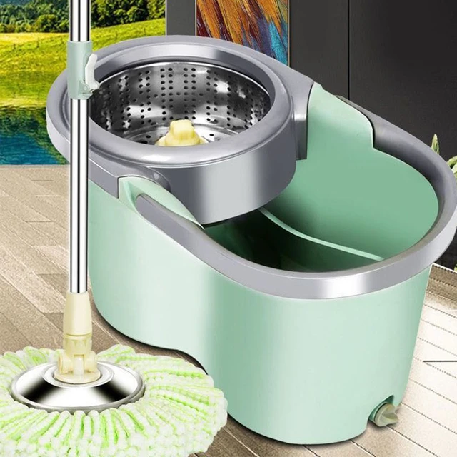 4pcs place mop headThickened Double Arive Mop Bucket With Wheels Rotating  Stainless Steel Swing Dry Mop Cloth Household Mop - AliExpress