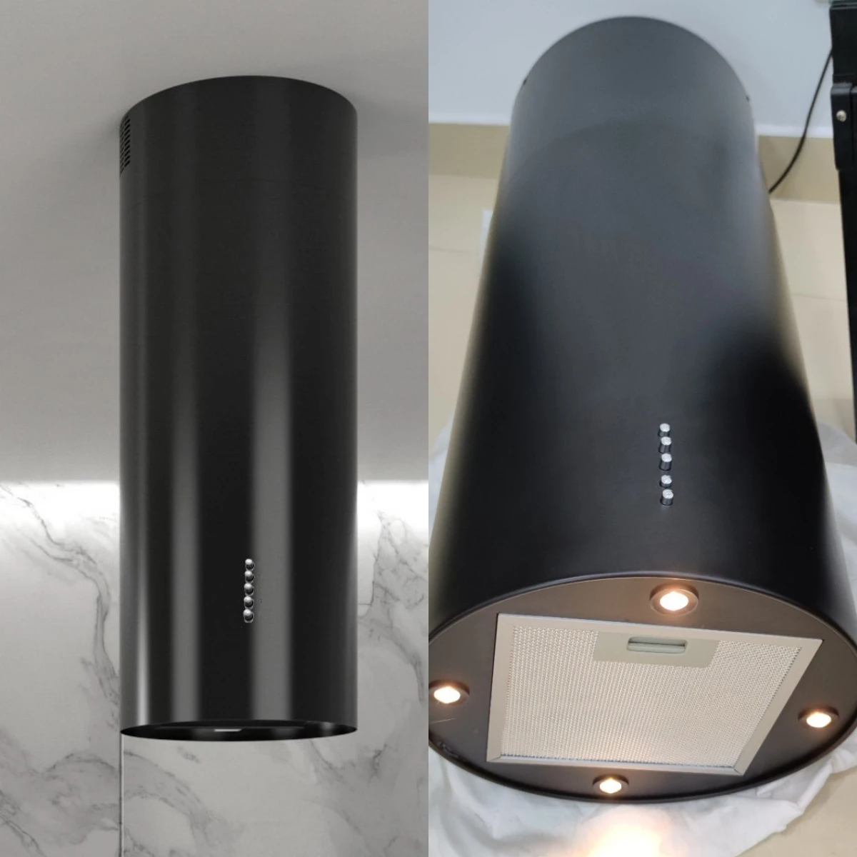 Island Range Hood 13.8 Inch Ceiling Mount Kitchen Extractor Fan Stainless Steel Ductless Exhaust Chimney with LED Touch Control 6