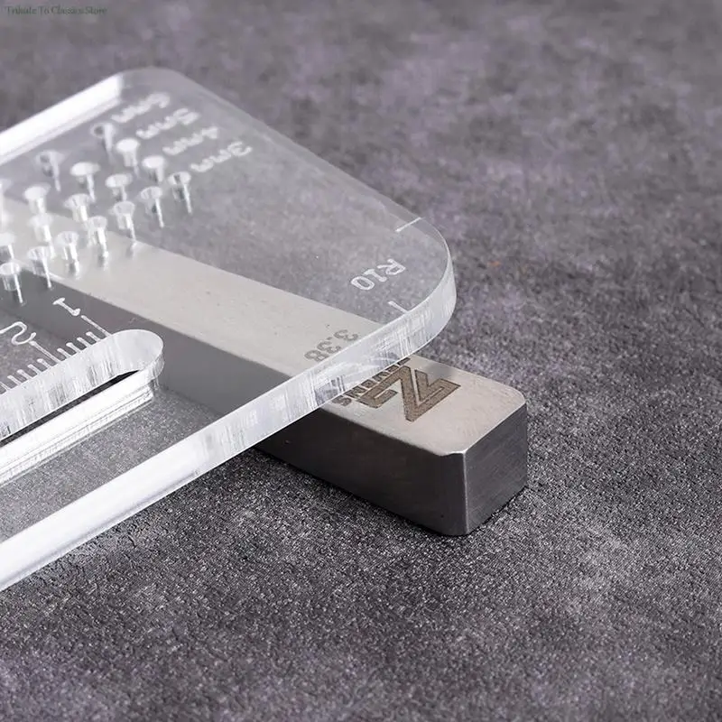 Leather Sewing Tools 4mm Thickened Transparent Puller Acrylic Rounded Cutting Distance Ruler Hitting Auxiliary Manual Tool
