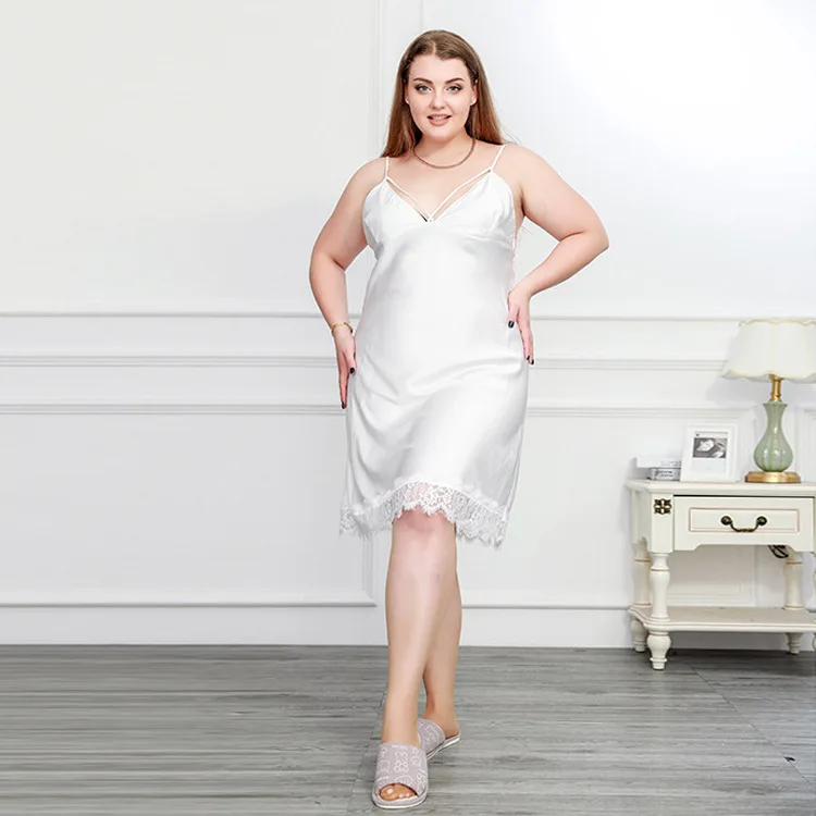 2024 spring and summer plus size pajamas for fat mm women plus size sexy lace suspender skirt large size pajamas home wear