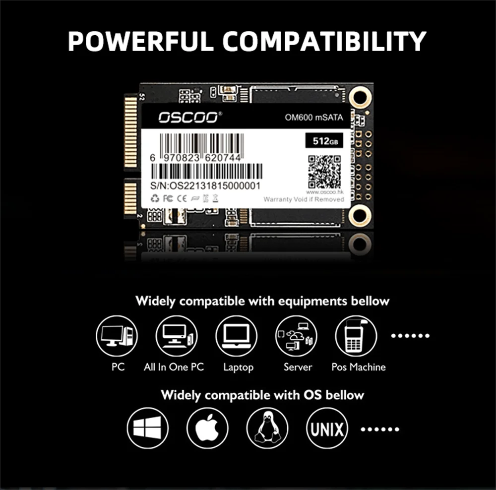 OSCOO mSATA SSD Disk SSD Sata3 32GB 64GB 128GB 256GB 512GB