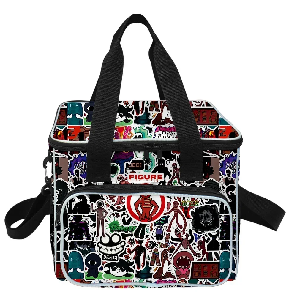 New Escape The Gate Doors Roblox Figure Borsa Da Picnic Borsa Termica Borsa Da Viaggio Borsa Da Pranzo Anime Cartoon Ad Alta Capacità