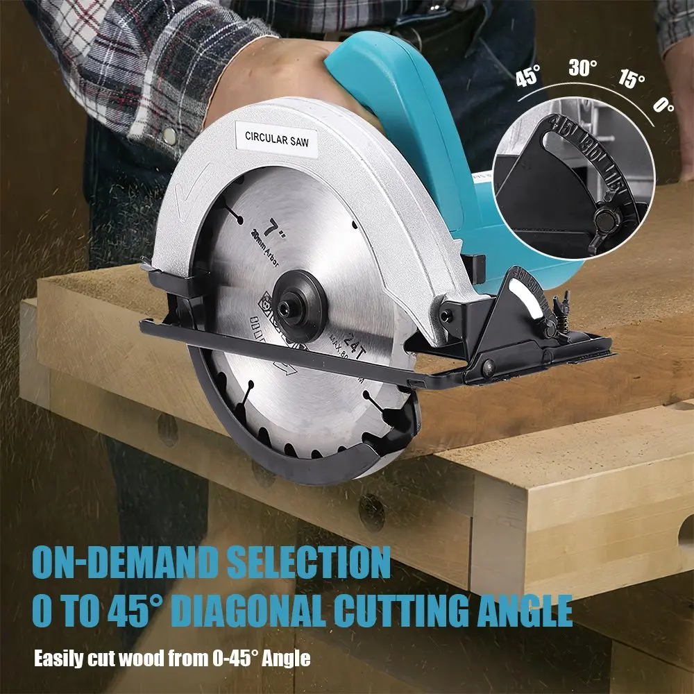 Scie circulaire électrique 7 pouces – Modèle sans balais, positionnement manuel, découpe bois S6b288d3204804bfa9b3cb455bd534cf9l