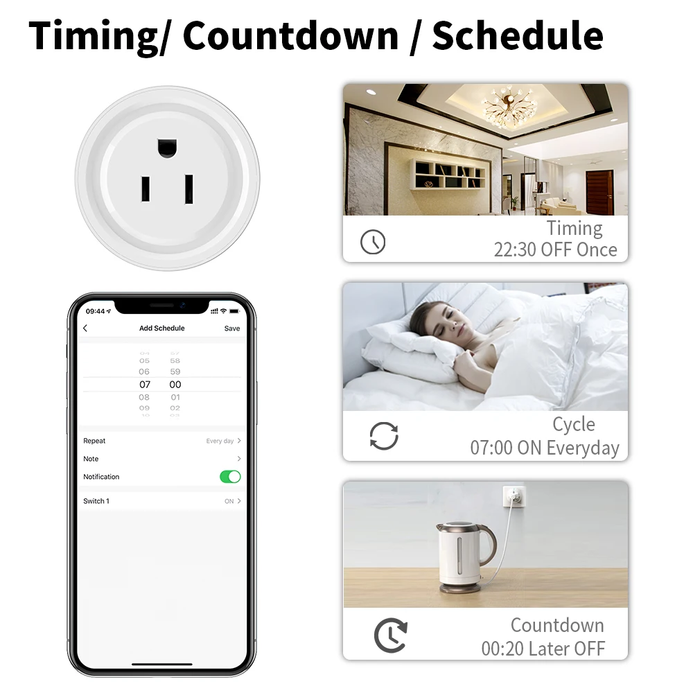 Smart Home Mini Socket WiFi Outlet 10A Compatible with Alexa Google  Assistant Voice Control Smart Plugs USA WiFi - China 10A Smart Plug, Smart  WiFi Plug