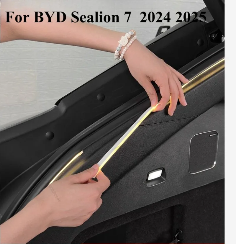 BYD 씰라이언 7 씰라이언 07 EV 2024 2025 자동차 리어 트렁크 브라이트닝 LED 스트립 조명 방수 플렉시블 액세서리
