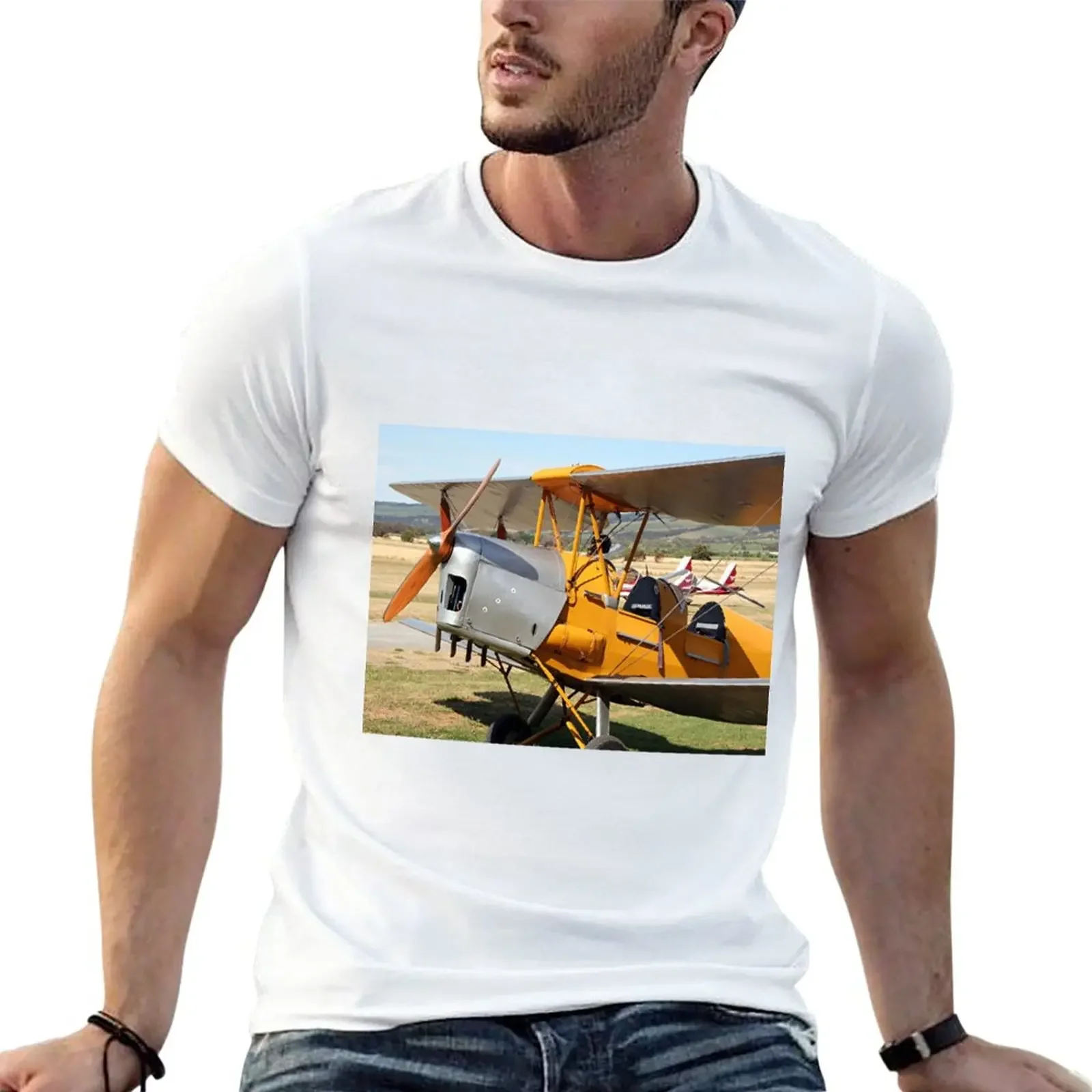 

Tiger Moth biplane aircraft T-Shirt plus size tops anime mens t shirt graphic