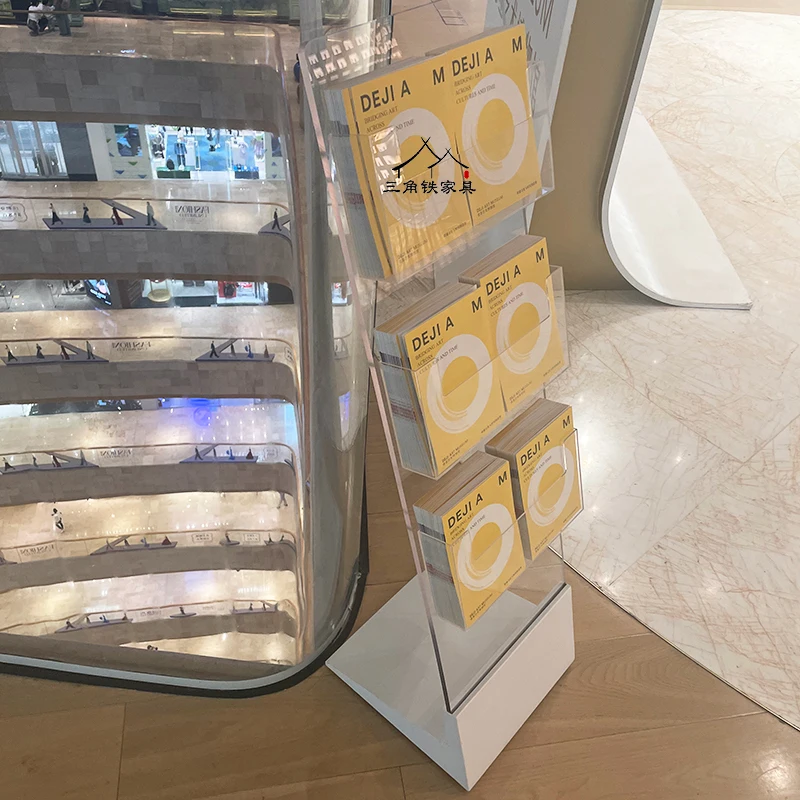Transparent Acrylic Magazine Rack Brochure Display Floor Standing Multi-Layer Book Organizer for Home or Office Furniture FYMR