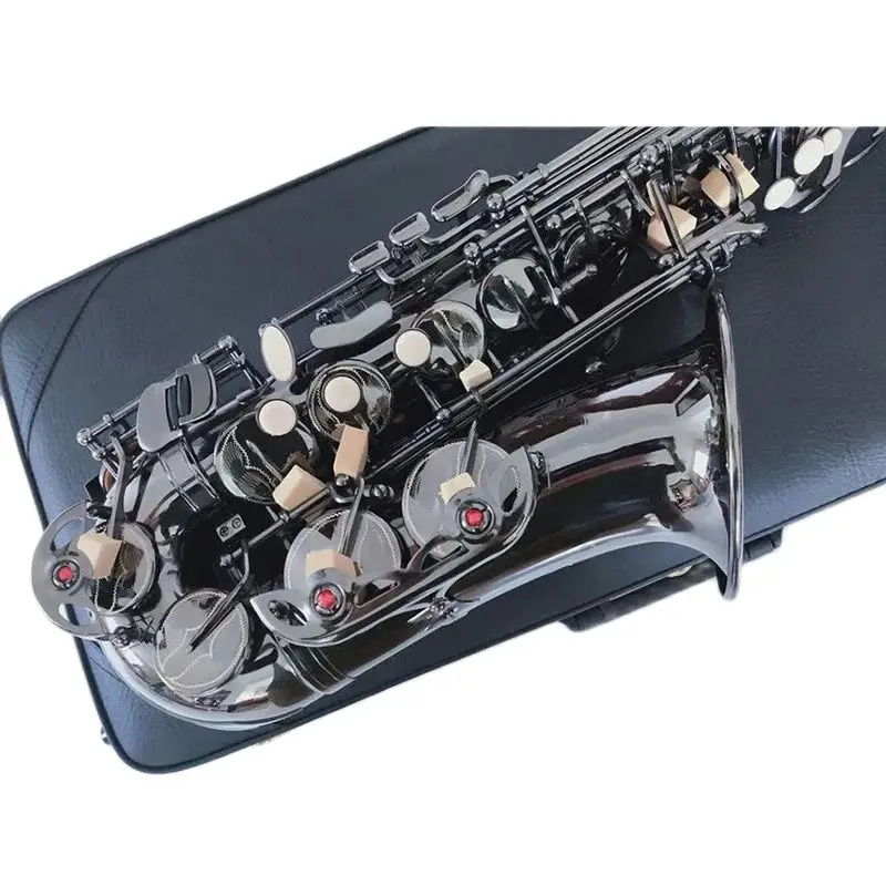 

professional grade New Quality A-901E flat Alto saxophone Black Nickel Gold musical instruments Super played Sax