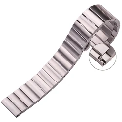 Premium Brushed Stainless Steel Watch Band - Silver & Black Finish - 22mm (Silver)