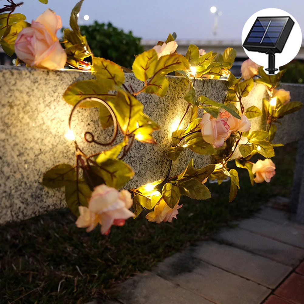 Solar Ivy String Lights, 50/100LED Artificial Maple Leaf String Lights Vine Hanging Garland Fairy Lights use for Garden  Decor cheap solar lights Solar Lamps