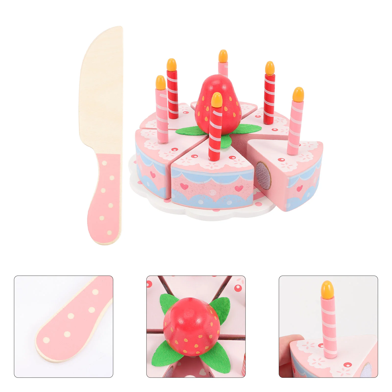 

Wooden Simulation Cake Birthday Toy Playing House Kids Dessert Cutting The Toys Pretend Cakes
