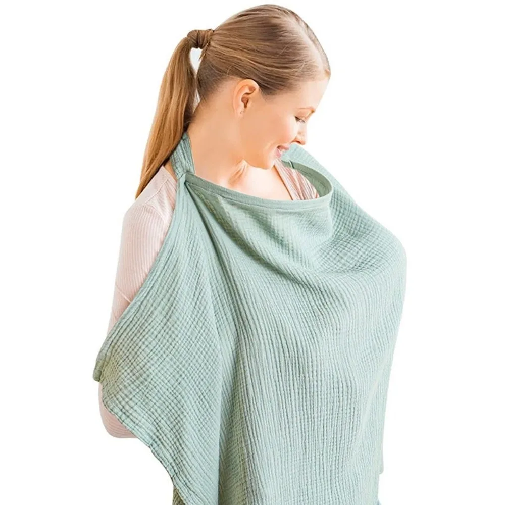 Breathable Cotton Breastfeeding Towel Adjustable Strap Nursing Cloak Nursing Cover Soft Fabric Solid Color Breastfeeding Shawl