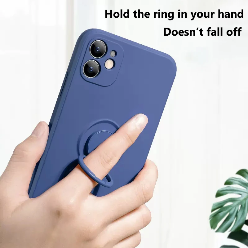 Magnetic Liquid Silicone Case with 360° Finger Ring Holder