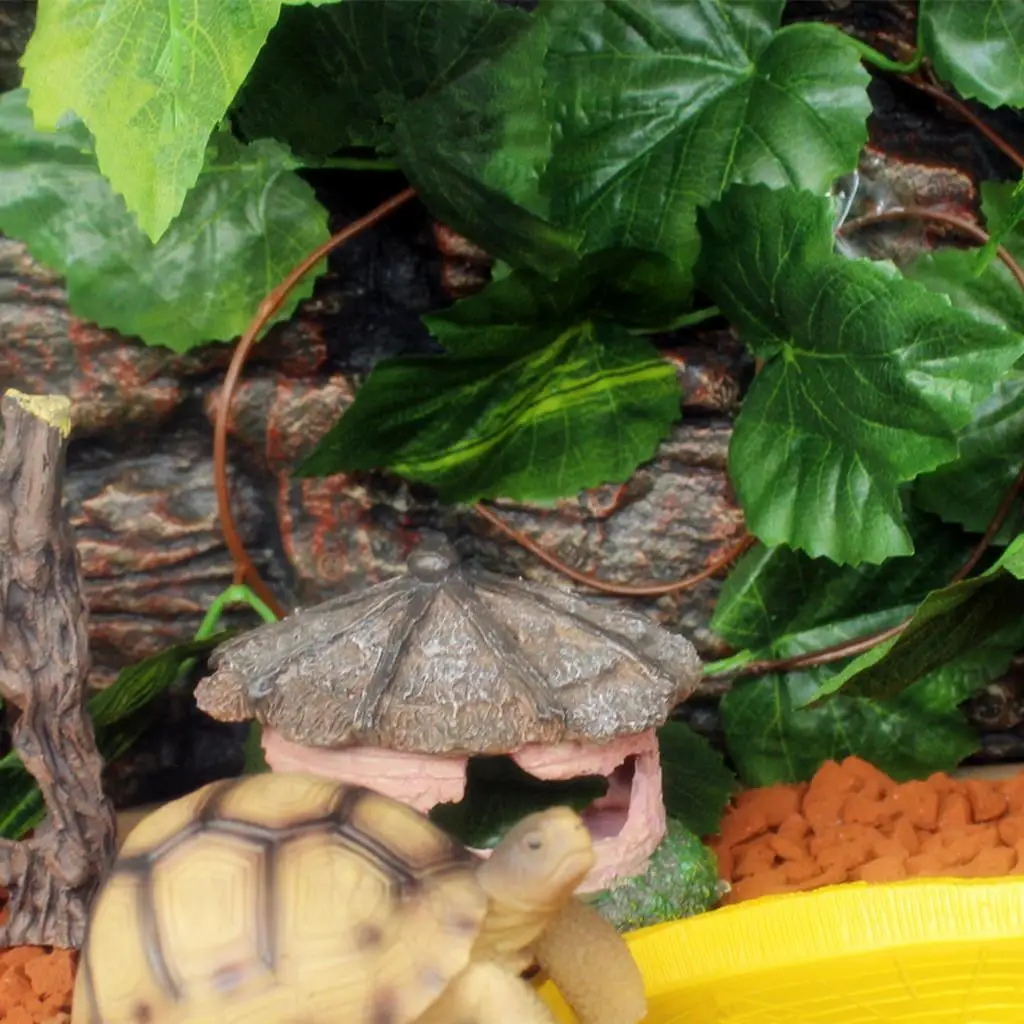 Terrarium for Reptiles in Green Resin Artificial Plant Decoration
