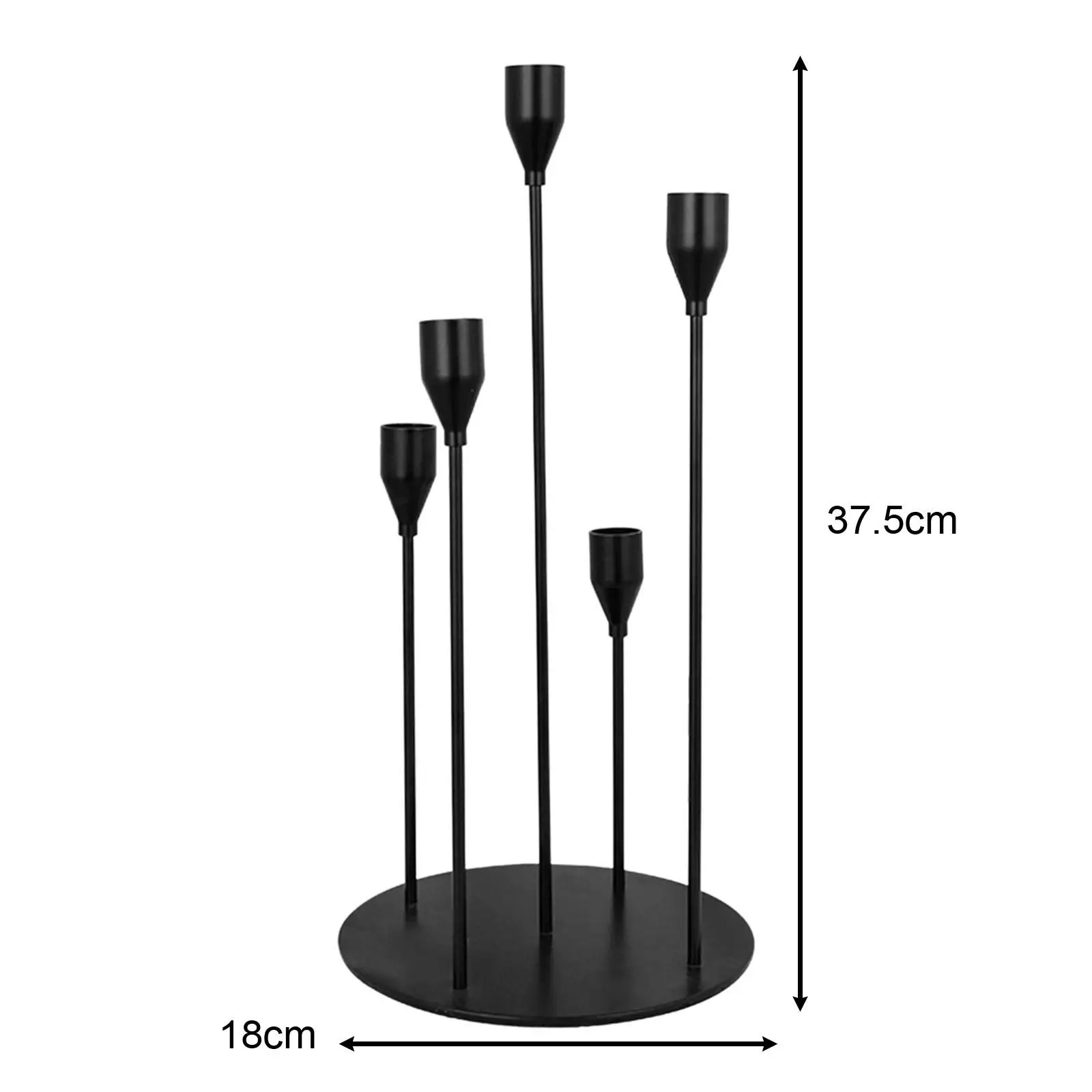 Black Taper Candle Holder Table Decoration Traditional with 5 Head Desk Ornament for Wedding Party Housewarming Gift Sturdy