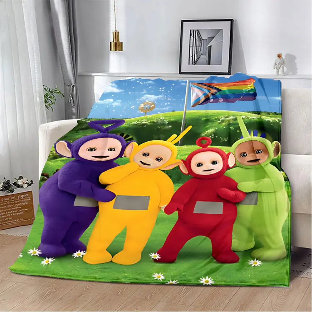 M-Meet The-Teletubbies Cartoon Logo Children Printed Blanket Picnic Blankets Warm Blanket Soft and Comfortable Blanket Home 4