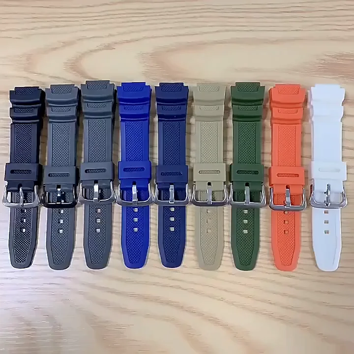 Compatible Ae1200 W218h Bracelet Résine Casio W218H/AE1200WH - Caoutchouc étanche 18mm - Noir Sangle Montre Casio AE1200WH