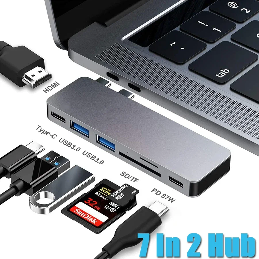 

USB-хаб с адаптером для MacBook Pro/Air 2020 2019 2018,7 дюймов