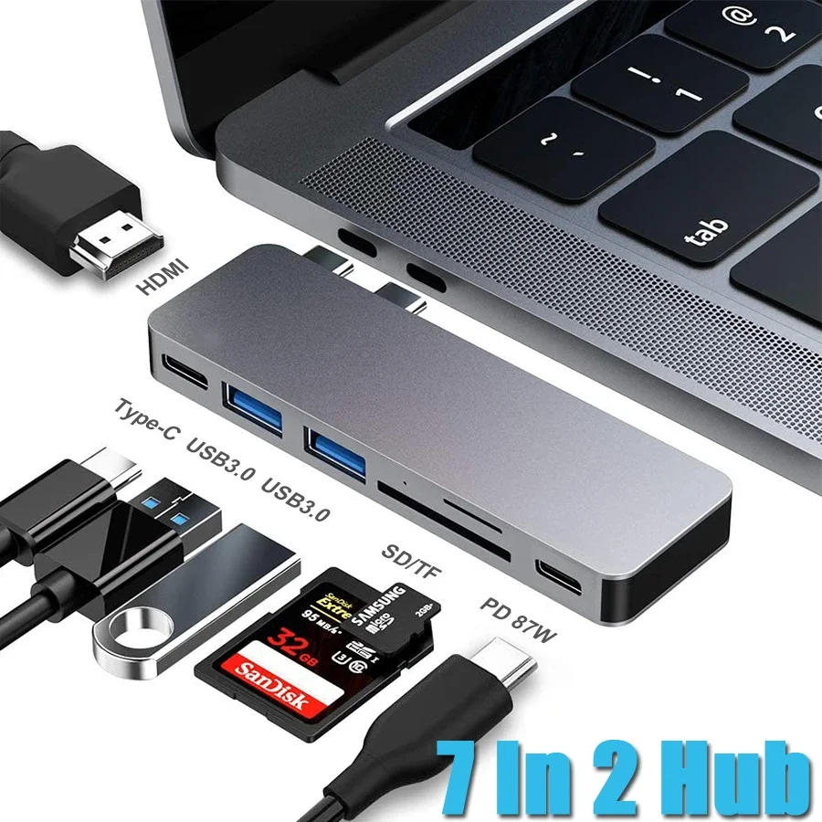  MacBook Pro - Estación de acoplamiento para MacBook Pro,  adaptador HDMI para MacBook Pro, adaptadores USB C 9 en 1 para MacBook Pro  Air Mac HDMI Dock Dongle Dual USB C