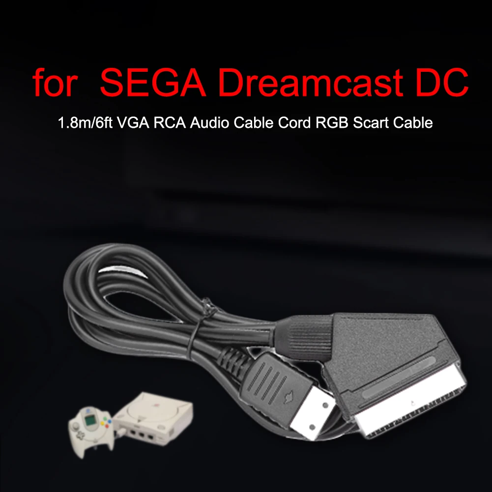 VGA RCA 오디오 케이블 코드 교체 TV AV 리드 RGB Scart 케이블 SEGA Dreamcast DC용 이미지 선명도 개선