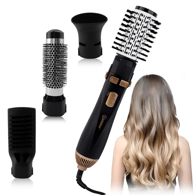 Hatteker EU 4 têtes sèche-cheveux brosse à Air chaud vent fort électrique lisseur bigoudi rouleau peigne souffleur outil de coiffure pour les femmes 1