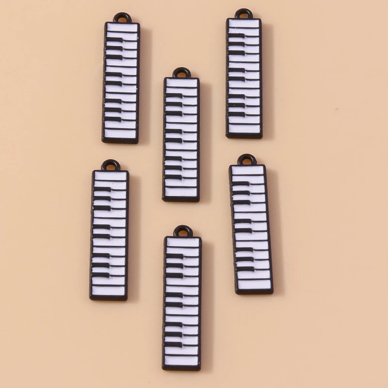 20 Stück 7x32mm Niedliche Emaille-Musikklavier-Anhänger für Schmuckherstellung Ohrringe Halsketten Schlüsselanhänger DIY Bastelzubehör ﻿