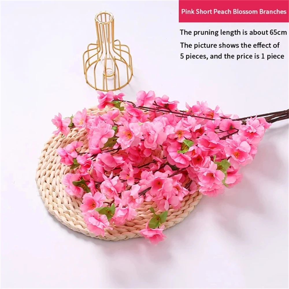 Description Picture 3 of item1PC Artificial Peach Blossom Branch Spring Plum Cherry Blossom Silk Flower Tree Decoration Home Wedding DIY Decoration